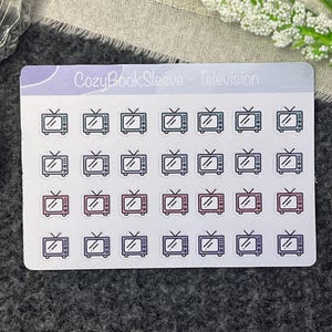 Feuilles d'autocollants calendrier mini télévision icône TV - Stickers agenda - Bullet Journaling - Journal de souvenir - Sticker BUJO