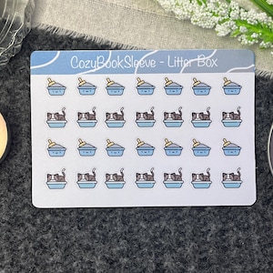 Feuilles d'autocollants pour calendrier, mini boîte à litière pour chat, autocollants pour agenda, journal à puces, journal de souvenir, autocollant BUJO