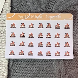 Feuilles d'autocollants pour calendrier avec icône mini feu de camp - Stickers pour agenda - Bullet Journaling - Journal de souvenir - Sticker BUJO