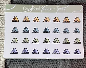 Mini Tent Camping Icon Calendar Sticker Sheets - Planner Stickers - Bullet Journalling - Memory Keeping Journal - BUJO Sticker
