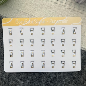 Feuilles d'autocollants pour calendrier mini crème solaire - Stickers pour agenda - Bullet Journaling - Journal de souvenir - Sticker BUJO