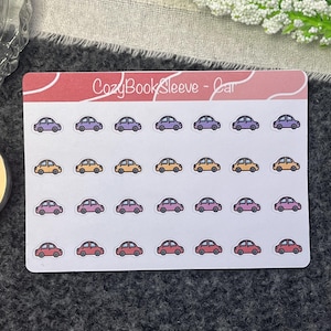 Feuilles d'autocollants pour calendrier avec icônes mini voiture - Stickers pour agenda - Bullet Journaling - Journal de souvenir - Sticker BUJO