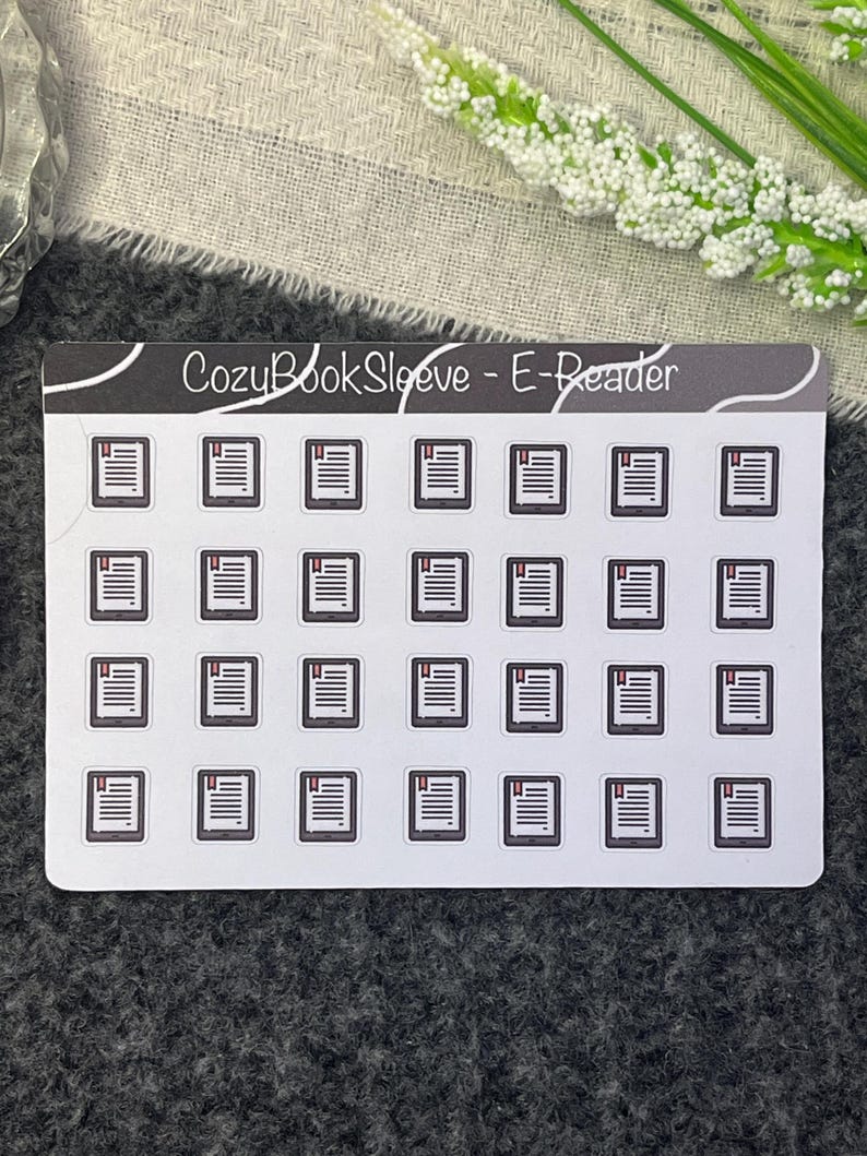Mini-boekformaatpictogrammen - Leesdagboek - Boeken E-reader Kindle Kobo Audioboek - BUJO-sticker Mini E-Reader