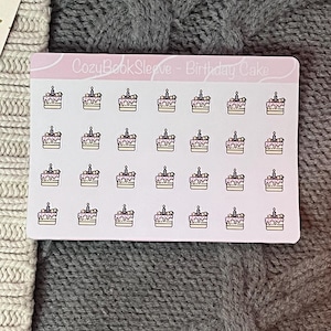 Feuilles d'autocollants pour calendrier avec mini gâteau d'anniversaire - Stickers pour agenda - Bullet Journaling - Journal de souvenir - Sticker BUJO