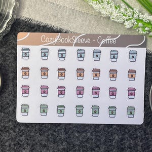 Feuilles d'autocollants mini calendrier café thé icône - autocollants pour agenda - Bullet Journaling - Journal de souvenir - Sticker BUJO
