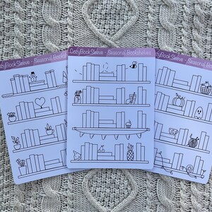 Seasonal Bookish Journal Bookshelf Sticker - Reading Planner Sticker - Fill In Bookshelf - BUJO Sticker - Monthly Goals - Reading Challenge