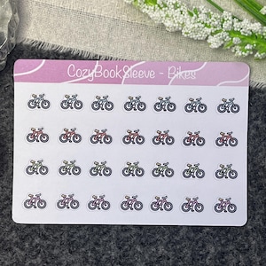 Feuilles d'autocollants pour calendrier avec icône mini vélo - Stickers pour agenda - Bullet Journaling - Journal de souvenir - Sticker BUJO
