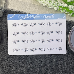 Feuilles d'autocollants pour calendrier avec icônes mini avion - Stickers pour agenda - Bullet Journaling - Journal de souvenir - Sticker BUJO