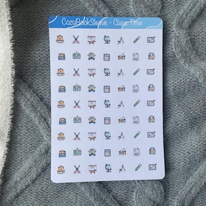 Icônes d'autocollant de temps de classe - Stickers pour agenda - Bullet Journaling - Journal de souvenir - Sticker BUJO
