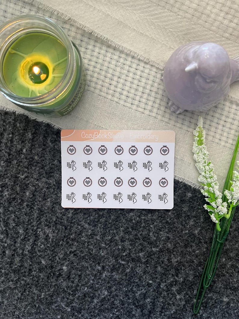 Mini Embroidery Icon Calendar Sticker Sheets - Planner Stickers ...