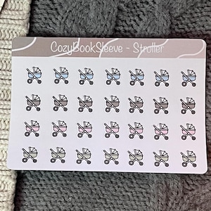 Feuilles d'autocollants calendrier icône mini poussette - Stickers agenda - Bullet Journaling - Journal de souvenir - Sticker BUJO