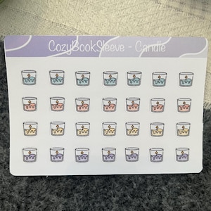 Feuilles d'autocollants pour calendrier icône mini bougie - Stickers pour agenda - Bullet Journaling - Journal de souvenir - Sticker BUJO
