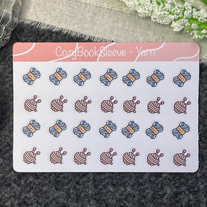 Feuilles d'autocollants pour calendrier icône mini fil - Stickers planificateur - Bullet Journaling - Journal de souvenir - Sticker BUJO - Crochet à tricoter