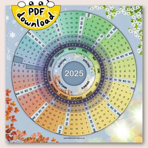 2025年 円形カレンダー / ライトグレー