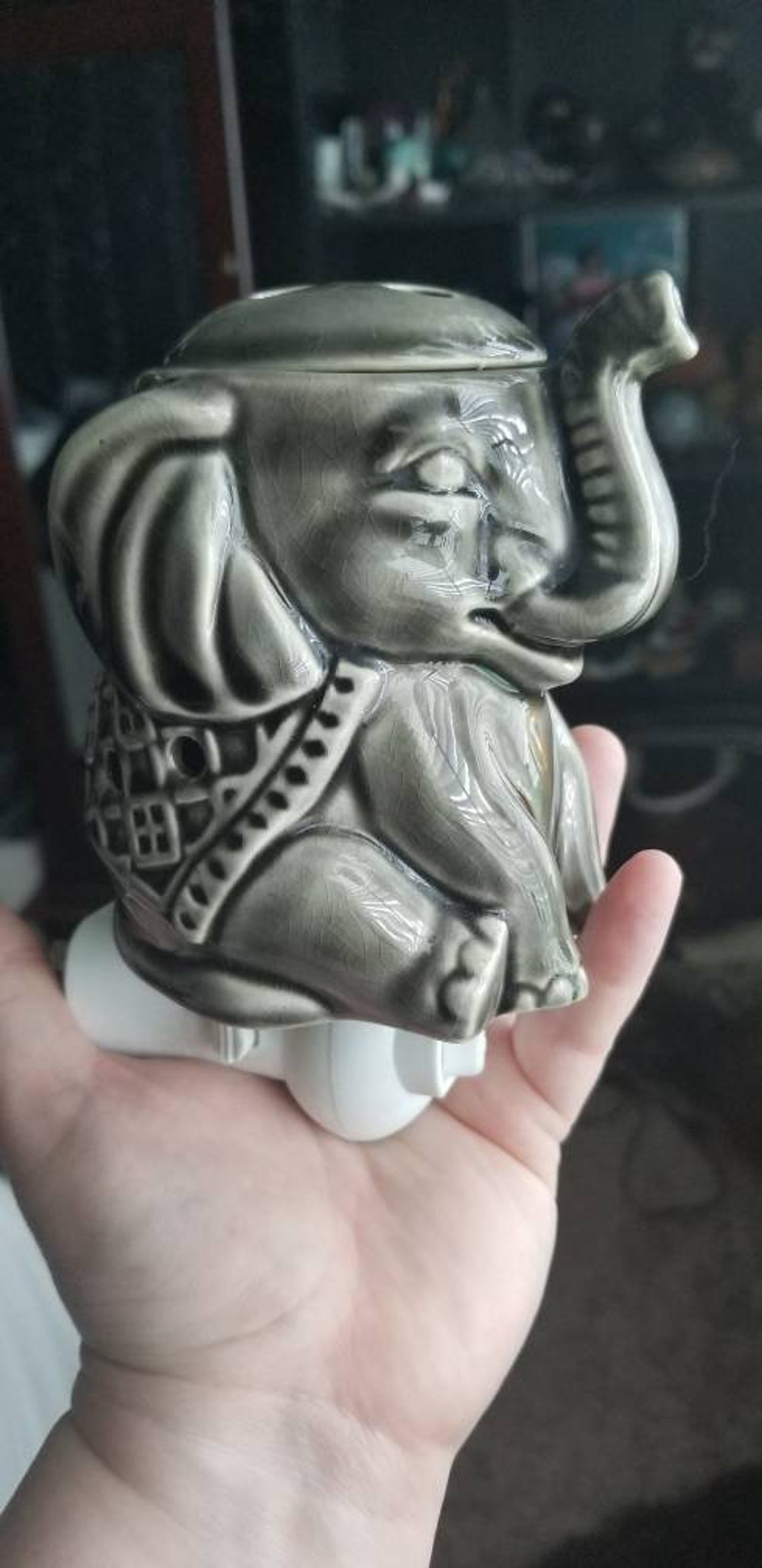 Beautiful ceramic elephant wax warmer night light Etsy