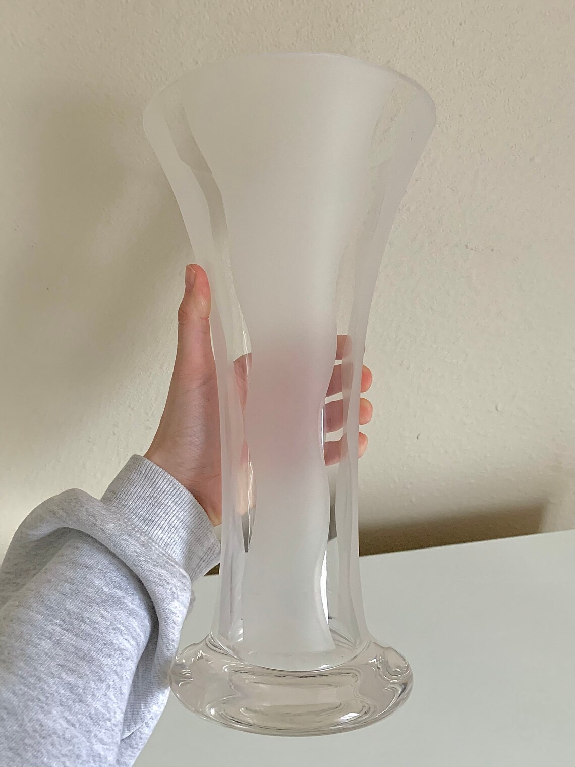 Frosted Wavy Glass Vase Etsy