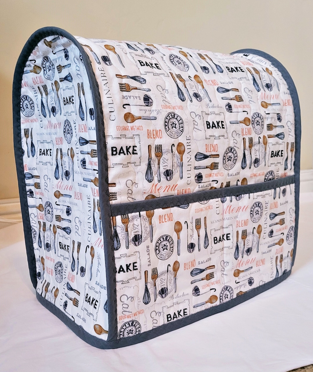 Kitchenaid Mixer Cover With Pockets, Gourmet Chef, Farmhouse, Baking
