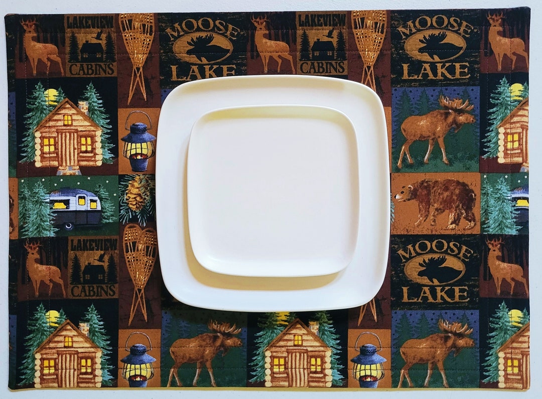 Cabin Lodge Placemats Set of 2 Reversible Washable Etsy