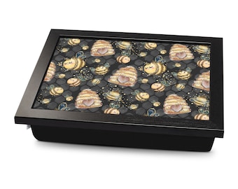 Buzzy Bees Black BG Cushioned Lap Tray | Made In The UK | Wooden Frame | Personalised Gift
