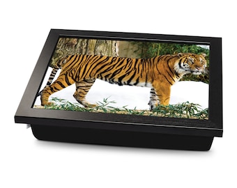 Sumatran Tiger Cushioned Lap Tray | Made In The UK | Wooden Frame | Personalised Gift