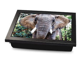African Elephant Cushioned Lap Tray | Made In The UK | Wooden Frame | Personalised Gift