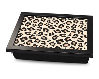 Leopard Spots Pattern Cushioned Lap Tray | Made In The UK | Wooden Frame | Personalised Gift