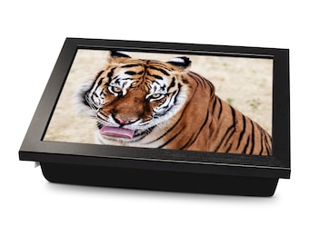 Tiger Cushioned Lap Tray | Made In The UK | Wooden Frame | Personalised Gift