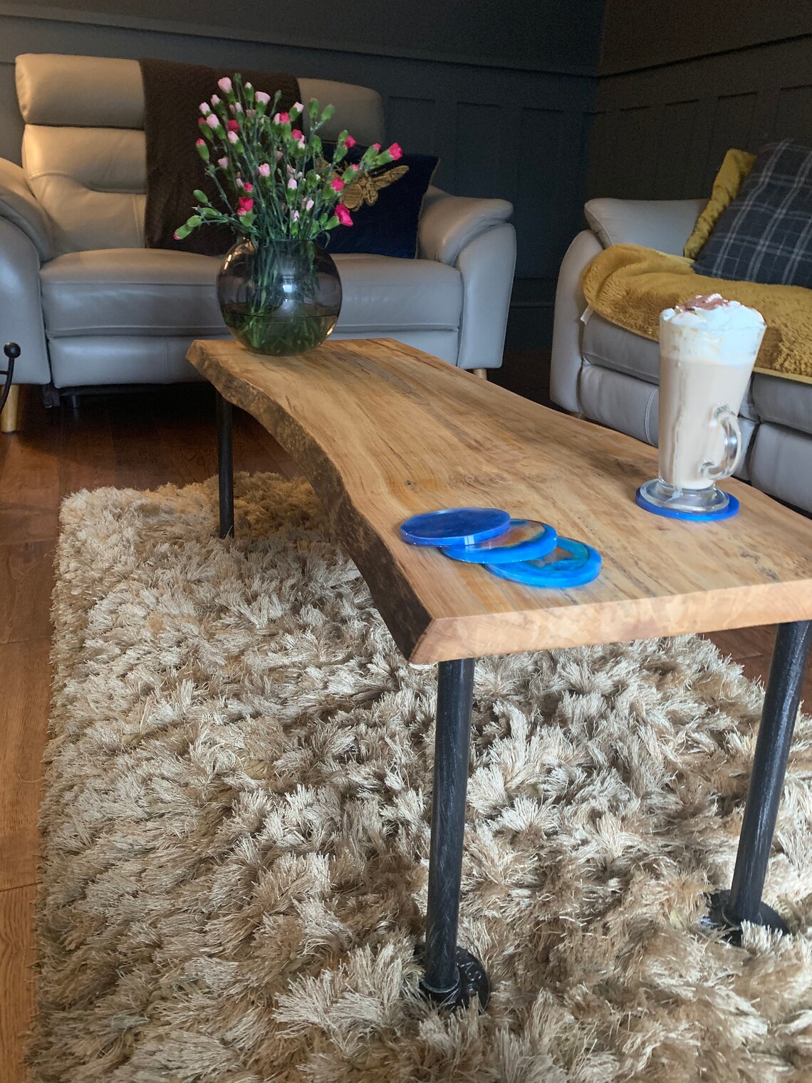 Solid Ash Coffee table / Live edge table / Living room table Etsy