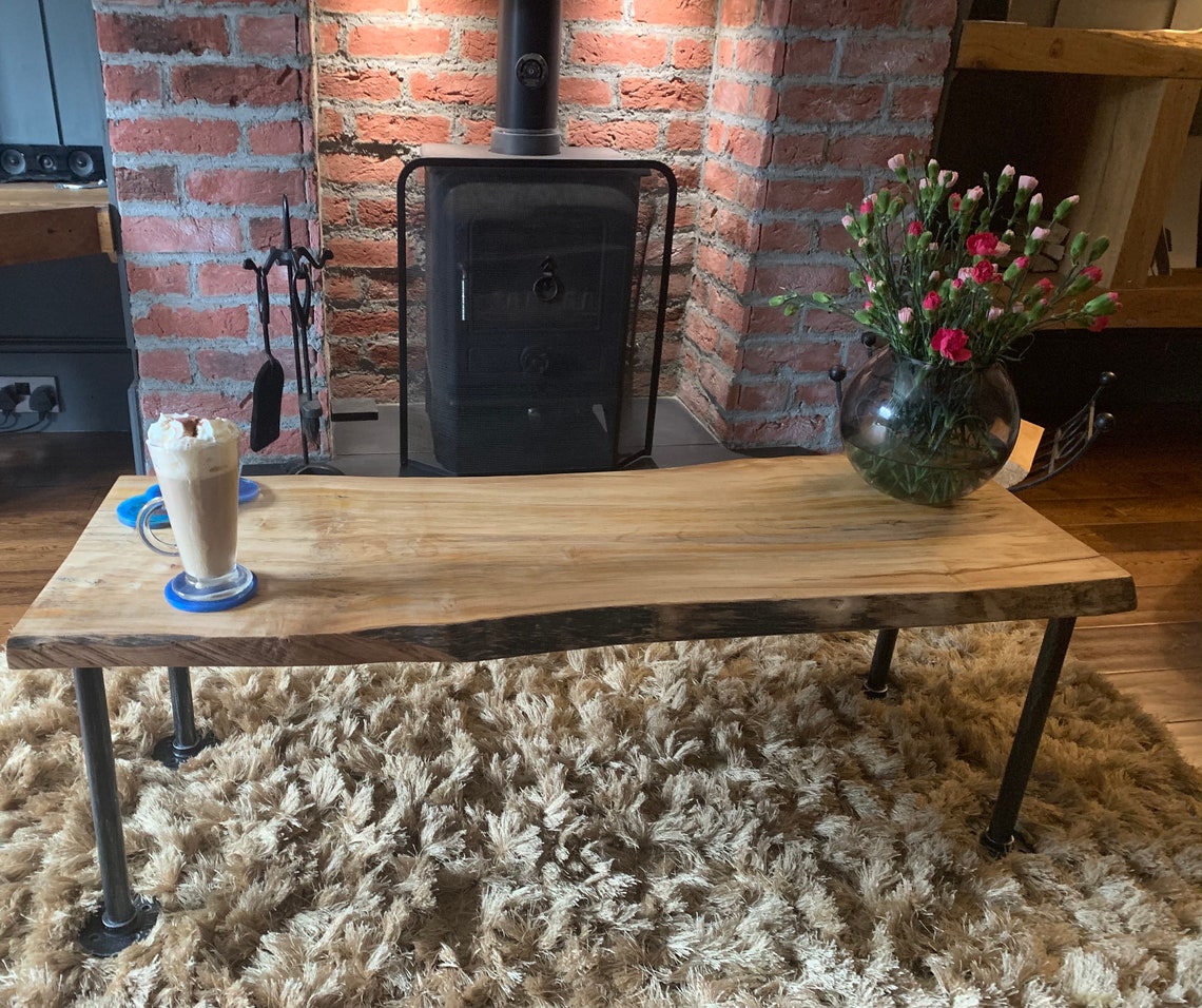 Solid Ash Coffee table / Live edge table / Living room table Etsy
