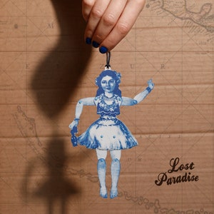 Lost Paradise Articulated paper doll - cyanotype