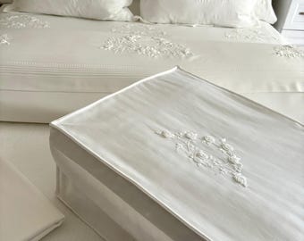 Hand Embroidered Cotton Satin Duvet Cover Set | Wedding Bedding