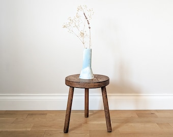 Round Top Wood Stool: Farmhouse Plant Stand, Fireside Seat