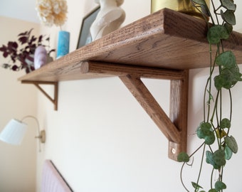 Solid Oak Shelf, Oak Shelf Brackets, Custom Length, Shelves for wall, Home décor