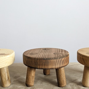 Tiny Round Plant stool, Small Milking Stool, Small Plant Pot Stand, Solid Wood, Handmade