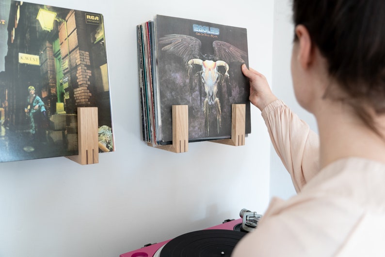 LP Rack, Record Storage, Record Wall Mount, Record Display, Vinyl Record Shelf, Record holder, Wooden LP Holder, Records Accessories 画像 4