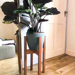 Tall Plant Stand, Mid Century Plant Stand, Indoor Plant Stand, Sapele Wood Plant Stand, Indoor Plant Pot Stand, Handmade image 1