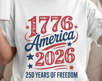 愛国的なTシャツ、アメリカ独立記念日Tシャツ、1776年アメリカ2026年シャツ、7月4日トップス、自由を祝うウェア、7月4日のギフト