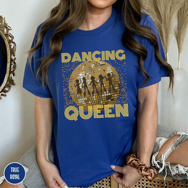 Dancing Queen-t-shirt, 70-tal, 80-tal, 90-tal, vintage-t-shirts, Boogie-t-shirt, Retro-t-shirt, Disco Queen-t-shirt, Födelsedagströja, Mors dag-present bild 8