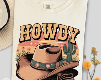 Koszulka z grafiką „Howdy”, koszula w stylu western, koszula w stylu vintage country, koszulka z grafiką „Rodeo”, koszula w stylu kowbojskim, koszulka w stylu western w komfortowych kolorach