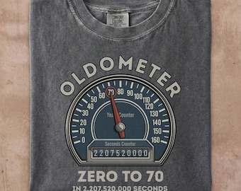 Maglietta per il 70° compleanno, maglietta grafica per 70 anni, regalo di compleanno per amanti delle auto, maglietta Oldometer 70 anni, maglietta umoristica per compiere 70 anni