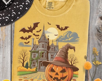 Spooky Fall Tee, Pumpkin Shirt, Halloween Haunted House Shirt, Spooky House Tee