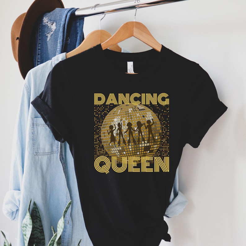 Dancing Queen-t-shirt, 70-tal, 80-tal, 90-tal, vintage-t-shirts, Boogie-t-shirt, Retro-t-shirt, Disco Queen-t-shirt, Födelsedagströja, Mors dag-present bild 2