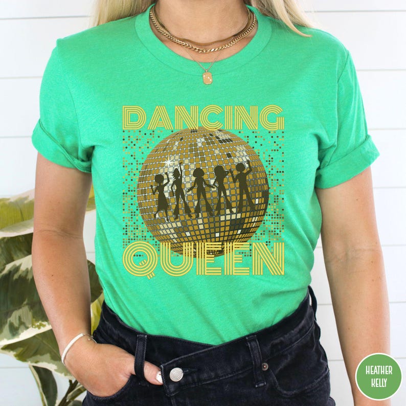 Dancing Queen-t-shirt, 70-tal, 80-tal, 90-tal, vintage-t-shirts, Boogie-t-shirt, Retro-t-shirt, Disco Queen-t-shirt, Födelsedagströja, Mors dag-present bild 9