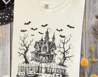 Spooky Halloween Tee, Vintage Halloween Shirt, Comfort Colors Shirt, Haunted Mansion Graphic Tee