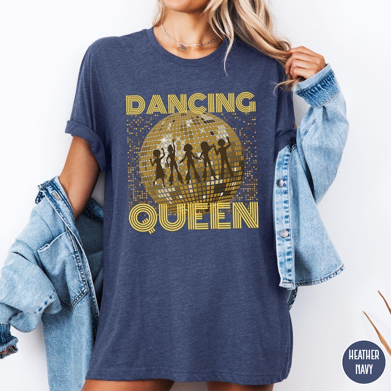 Dancing Queen-t-shirt, 70-tal, 80-tal, 90-tal, vintage-t-shirts, Boogie-t-shirt, Retro-t-shirt, Disco Queen-t-shirt, Födelsedagströja, Mors dag-present bild 6