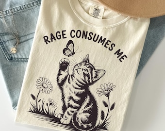 Maglietta con gatto divertente, maglietta con grafica di gatto con umorismo nero, maglietta con illustrazione di gatto gotico, maglietta divertente e sarcastica per amanti dei gatti, maglietta unisex con colori comodi