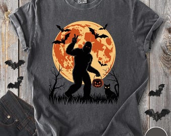 Funny Bigfoot Halloween Tee, Funny Sasquatch Shirt, Bigfoot Lovers Gift, Haunted Vibes, Trick or Treat Shirt, Cryptid Halloween Shirt