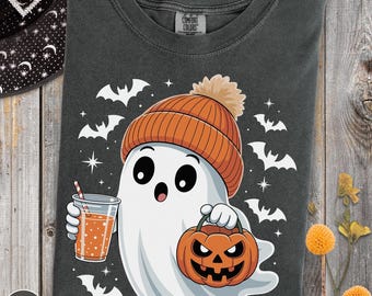 Cute Ghost Shirt, Pumpkin Ghost Shirt, Cozy Ghost Halloween Shirt, Pumpkin Spice Ghost Tee, Cute Fall Ghost Graphic, Ghost Lover Shirt