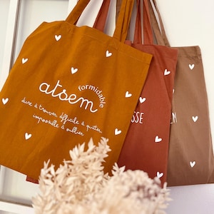 Tote bag personnalisé, cadeau fête des mères, maman, mamie, marraine, ou  fin d’année scolaire maîtresse, nounou, atsem, aesh…
