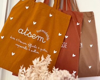 Tote bag personnalisé, cadeau fête des mères, maman, mamie, marraine, ou  fin d’année scolaire maîtresse, nounou, atsem, aesh…